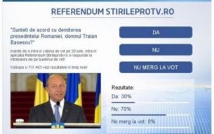 35.000 de oameni au votat deja! Esti de acord cu demiterea lui Basescu? Intra AICI si voteaza ACUM in aplicatia Referendum Stir