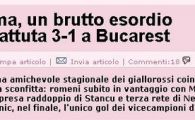 Gazzetta dello Sport: "Debut urat pentru Roma la Bucuresti"