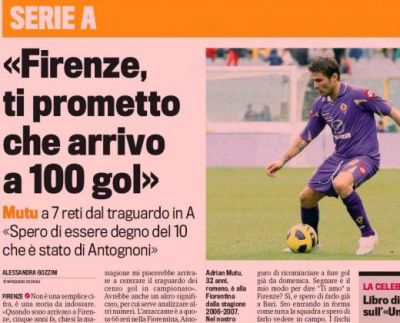   Ce record vrea sa bata Mutu: de cate goluri si cati ani mai are nevoie sa devina marcatorul nr. 1 din istoria Fiorentinei! 