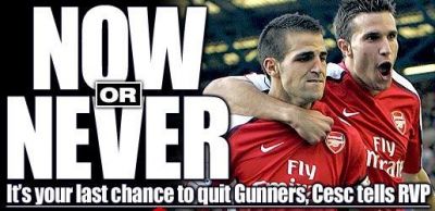 
	Fabregas ii mai da o LOVITURA lui Wenger! Vrea sa-l lase fara cel mai bun jucator! Mesajul catre Van Persie: "Pleaca ACUM!"
