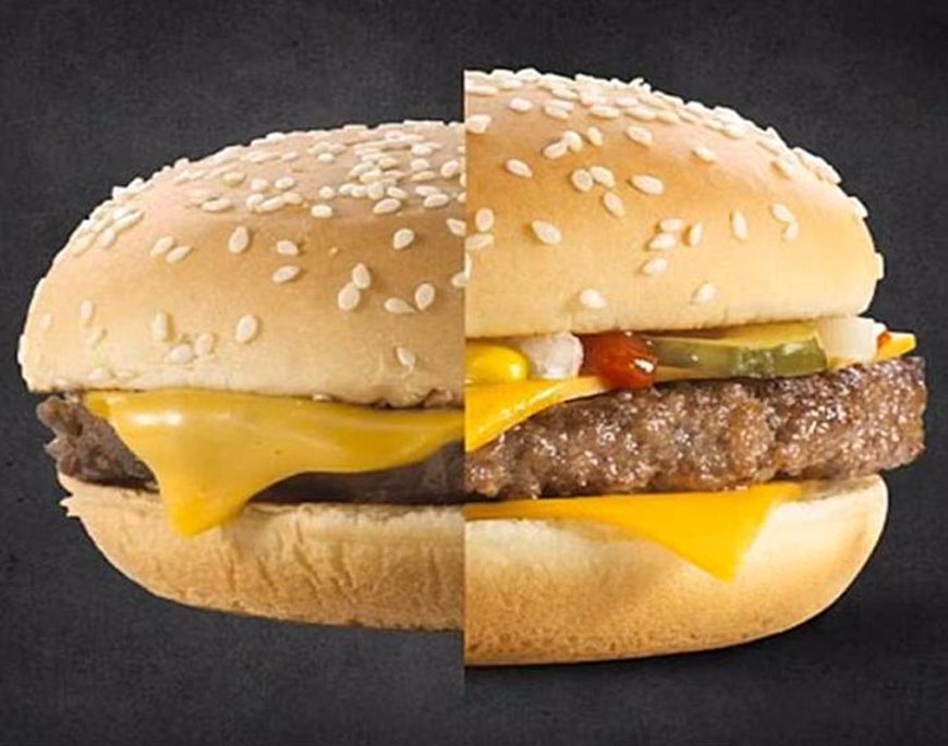 
	Cum arata produsele de la fast-food in realitate fata de cum sunt ilustrate in reclame
