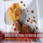 Reteta Ciprian Ogarca: Cartofi frantuzesti cu muschiulet de porc in sos de bere si crusta de migdale si fistic