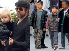 Cei sase copii ai cuplului Brangelina - rasfatati in parc de Brad Pitt si parintii lui