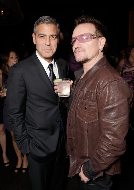 George Clooney si Bono dupa premiera ultimului film al lui Clooney - The Descendants!