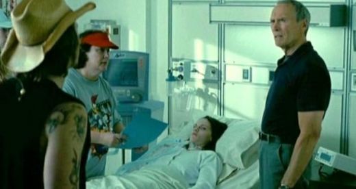 Million Dollar Baby (2004): Antrenorul Frankie Dun (Clint Eastwood) accepta cu greu sa o eutanasieze pe Maggie Fitzgerald (Hilary Swank), fosta luptatoare de box, care acum este pe patul de moarte. In timp ce ii administreaza substanta mortala, el ii poveste ce semnifica porecla pe care i-o pusese - Mo Chuisle- denumirea galica pentru 