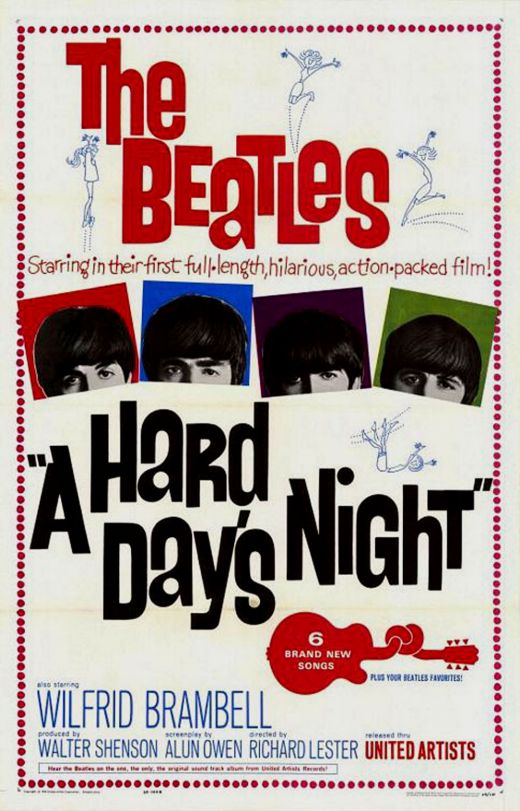 A Hard Day's Night (1964) este un musical nominalizat la 2 Oscaruri care prezinta o zi din viata Beatlesilor cu John Lennon, Paul McCartney,  George Harrison si Ringo Starr si regizat de Richard Lester. Filmul are 74 de recenzii pozitive