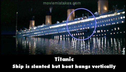 Atunci cand Titanicul se scufunda, vasul se inclina insa barca de salvare dinafara sa sta dreapta