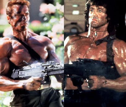 Arnold si Stallone: pariul facut de cei doi granzi ai filmelor de actiune inainte de a lansa doua noi pelicule. Sly a ucis 288 de oameni, eu am ucis 289