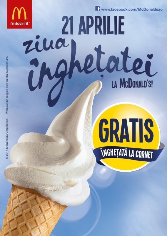 (P) Sarbatoreste pe 21 aprilie Ziua Inghetatei de la McDonald s