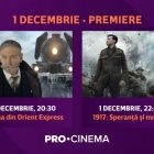 De 1 decembrie, sărbătorește filmul tău la PRO Cinema! Două premiere: Crima din Orient Express și 1917: Speranță și moarte
