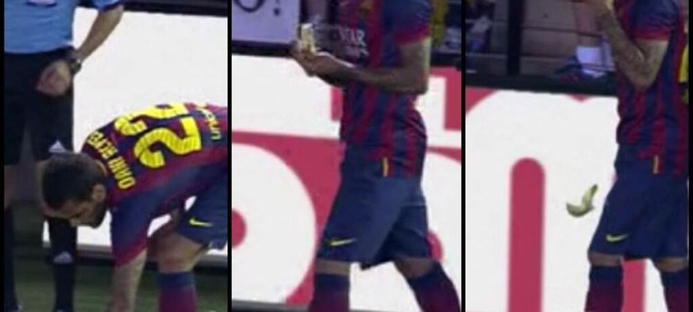 <span style="color:#f00;">Spectatorul care a aruncat cu o banana in Dani Alves</span> nu va mai vedea niciodata un meci pe El Madrigal! Sanctiunea primita: