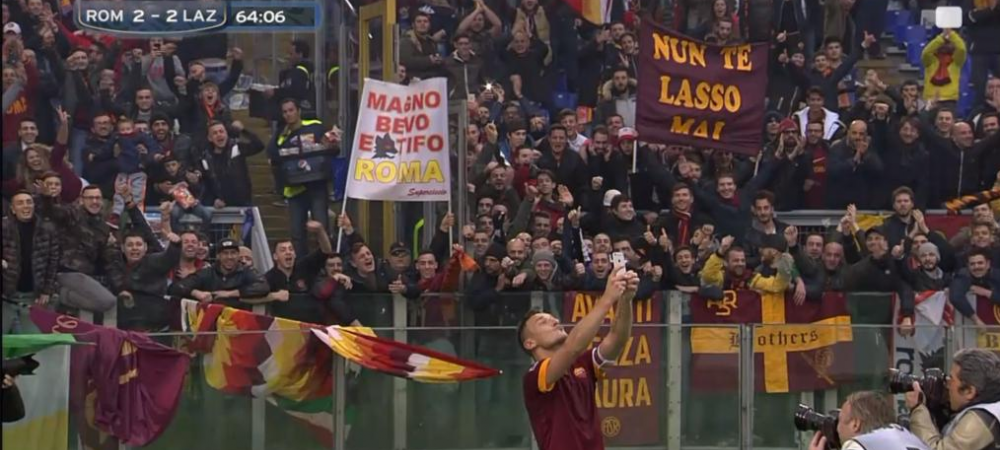 <span style="color:#f00;">Bucurie UNICA pentru Totti dupa ce a distrus-o pe Lazio!</span> S-a dus catre peluza, apoi a facut ceva total neasteptat