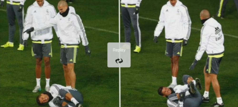 Ronaldo l-a tachinat pe Pepe la antrenament.<span style="color:#f00;"> Cateva momente mai tarziu a fost "rupt" de portughez! VIDEO</span>