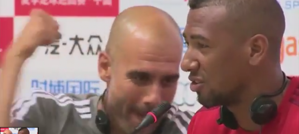<span style="color:#f00;">VIDEO: Momentul in care Guardiola ii da un pumn lui Boateng</span> in timpul conferintei de presa :) Ce gluma a facut fundasul