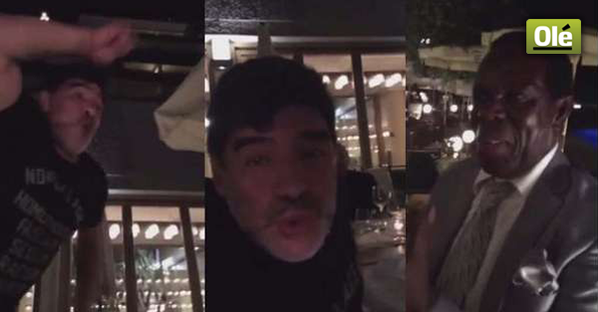<span style="color:#f00;">Maradona s-a urcat pe masa si a inceput sa cante!</span> Imagini SENZATIONALE! Cum a fost surprins