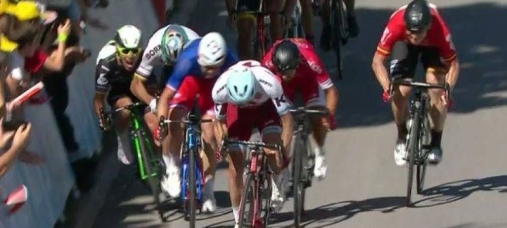 <span style="color:#f00;">Finis cu scandal in Turul Frantei! </span>Sagan l-a scos din Tur pe Cavendish si a fost exclus! Demare a castigat etapa de la Vittel