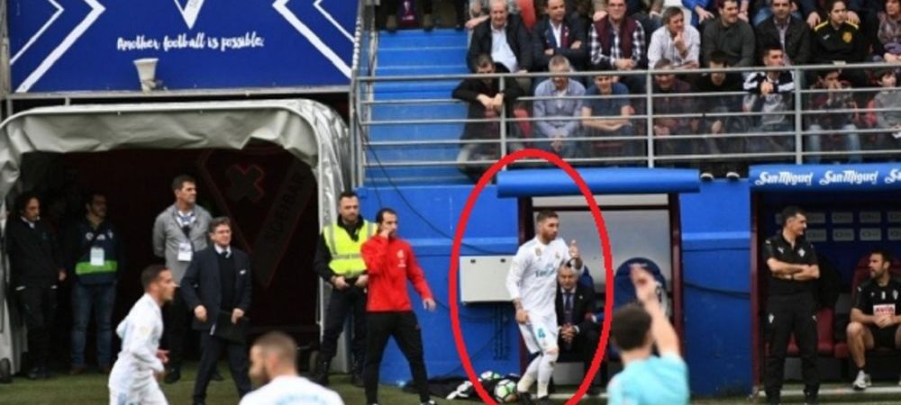 Moment incredibil in timpul meciului Eibar - Real! <span style="color:#f00;">Ramos a avut o urgenta fiziologica si a plecat 5 minute la vestiare, apoi s-a intors pe teren</span>