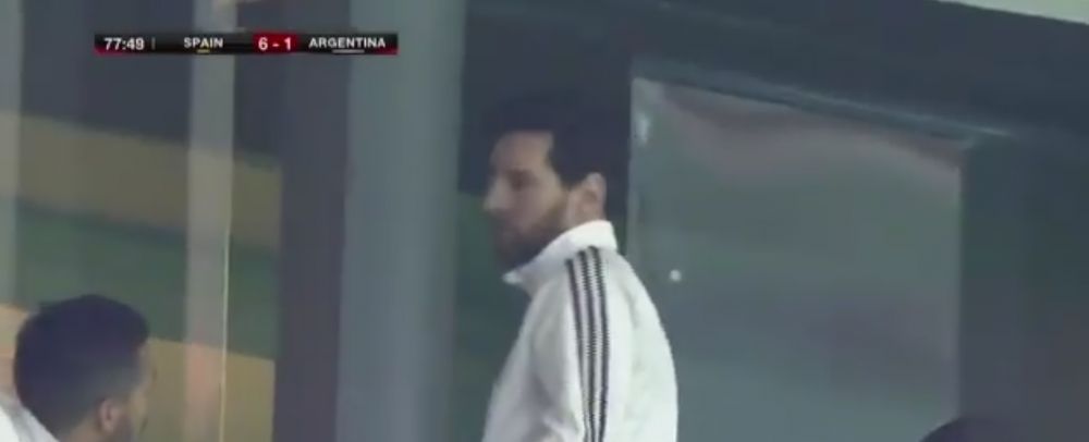 Messi a simtit ca innebuneste in tribuna! <span style="color:#f00;">VIDEO | Gestul facut de starul Argentinei dupa golul de 6-1 al Spaniei</span>