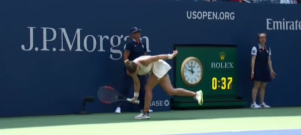 SIMONA HALEP, US OPEN | Explozie de nervi a Simonei Halep in meciul cu Kanepi: <span style="color:#f00;">a dat cu racheta de pamant pana a facut-o praf!</span>