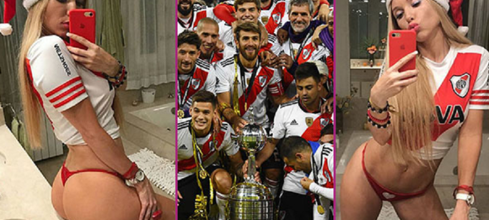 <span style="color:#f00;">Mos Craciun a venit mai devreme pentru ei!</span> Cea mai sexy sustinatoare a lui River Plate, cadou HOT pentru jucatorii care au cucerit Copa Libertadores! <span style="color:#f00;">GALERIE FOTO</span>