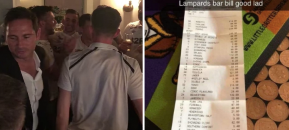 <span style="color:#f00;">209 sticle de bere, 232 shoturi si 5 sticle de Prosecco! </span>Lampard a platit nota dupa calificarea in finala Play Off-ului pentru Premier League, dar se roaga ca jucatorii sai sa mai fie apti :)