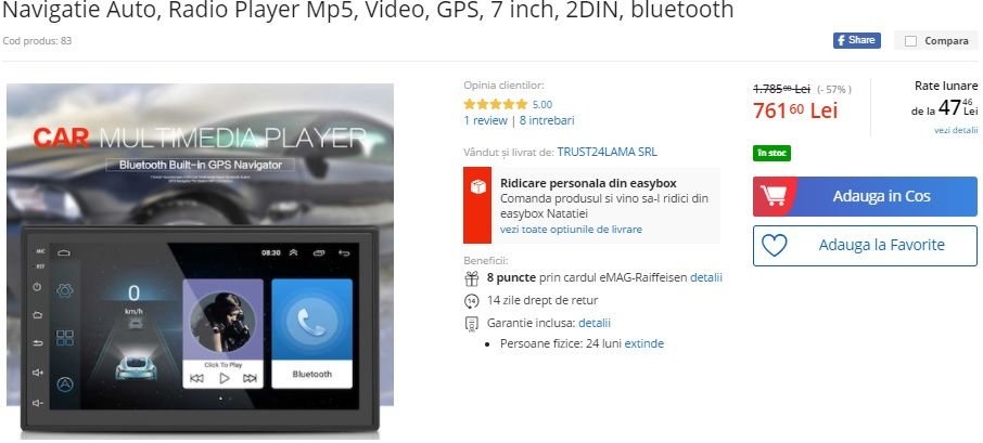 <span style="color:#f00;">Navigatie Auto redusa de la 1785 de lei la 761 de lei!</span> Reducere de 57%! Camera auto DVR plus card 16gb inclus la doar doar 189 de lei! A fost redus de la 429 lei!