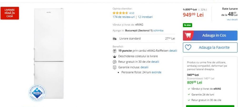 <span style="color:#f00;">Combina frigorifica Arctic redusa de la 1399 de lei la 949 de lei!</span> Imprimanta laser color HP redusa cu 33%! Este doar 599 de lei!