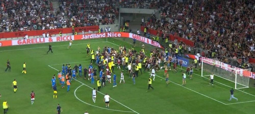 VIDEO | Imagini nebune din Franța! Suporterii lui Nice au pătruns pe teren și i-au bătut pe jucătorii lui OM