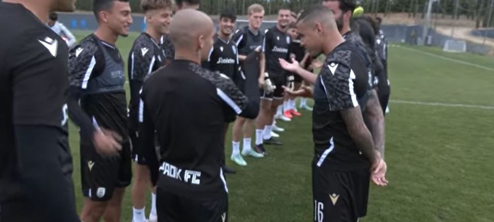 Mitriță, „luat la palme” de coechipieri la antrenamentul lui PAOK! Imagini cu românul la antrenament 